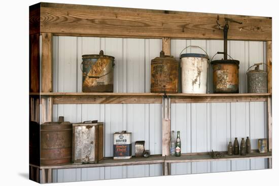 Display of Antique Buckets and Bottles, Cuba. Missouri, USA. Route 66-Julien McRoberts-Premier Image Canvas