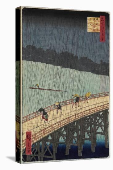 Distant View of Atake in Evening Shower over the Ohashi Bridge, July 1857-Utagawa Hiroshige-Premier Image Canvas