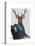 Distinguished Deer Portrait-Fab Funky-Stretched Canvas