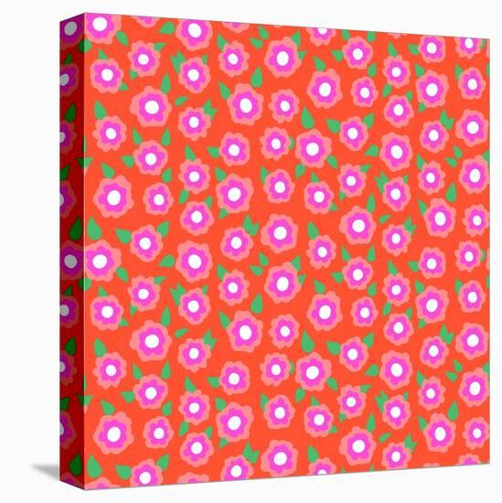 Ditsy Floral Pattern with Small Cherry Flowers-tukkki-Stretched Canvas