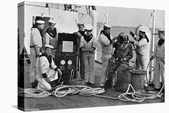 Diver and His Apparatus on Board HMS Blake, 1896-Gregory & Co-Premier Image Canvas