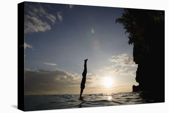 Diver Entering Sea at Pirate's Cave-Paul Souders-Premier Image Canvas