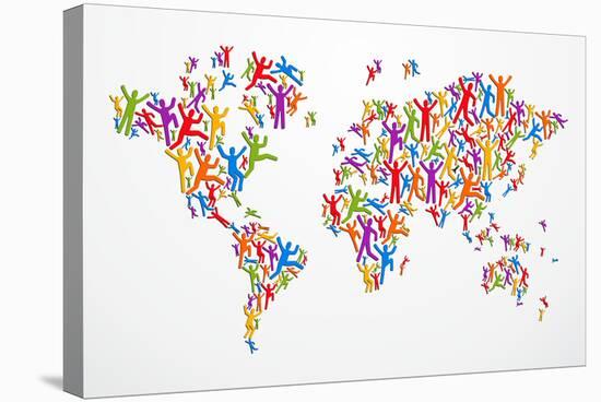 Diverstiy People World Map-cienpies-Stretched Canvas