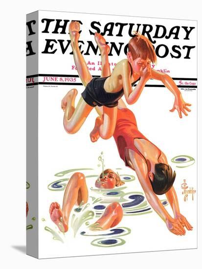 "Diving In," Saturday Evening Post Cover, June 8, 1935-Joseph Christian Leyendecker-Premier Image Canvas