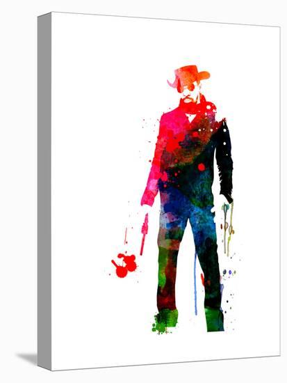 Django with a Gun Watercolor-Lora Feldman-Stretched Canvas