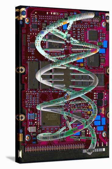 DNA Helix on Circuit Board-Christian Darkin-Premier Image Canvas