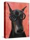 Doberman with Glasses-Fab Funky-Stretched Canvas