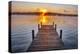 Dock on Long Lake at sunrise, Bridgton, Maine-Lisa Engelbrecht-Premier Image Canvas