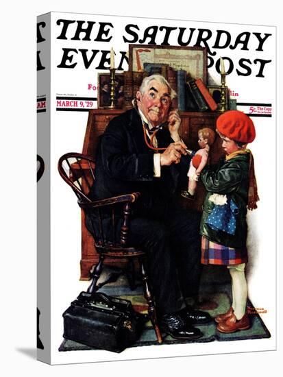 "Doctor and the Doll" Saturday Evening Post Cover, March 9,1929-Norman Rockwell-Premier Image Canvas