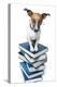 Dog Book Stack-Javier Brosch-Premier Image Canvas