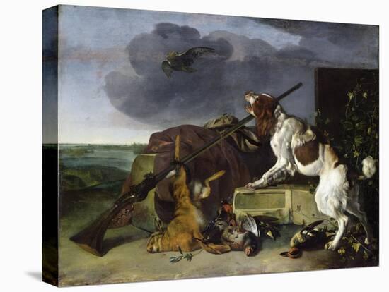 Dog Defending the Game, 1658 (Oil on Canvas)-Melchior de Hondecoeter-Premier Image Canvas