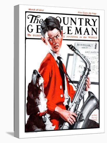 "Dog Doesn't Like Sax Sounds," Country Gentleman Cover, March 28, 1925-William Meade Prince-Premier Image Canvas