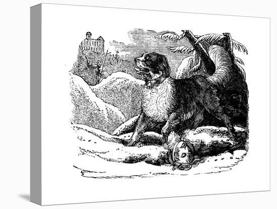 Dog from the Hospice of St Bernard Finding a Traveller in the Snow, C1840-null-Premier Image Canvas