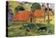 Dog in Front of Thatched Huts, 1892-Paul Gauguin-Premier Image Canvas