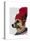 Dog in Ski Sweater-Fab Funky-Stretched Canvas