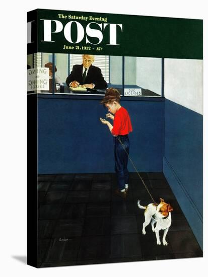 "Dog License" Saturday Evening Post Cover, June 21, 1952-George Hughes-Premier Image Canvas