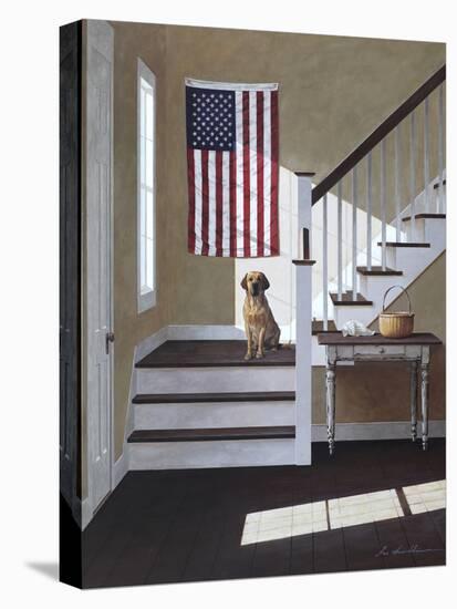 Dog on Stairs-Zhen-Huan Lu-Premier Image Canvas