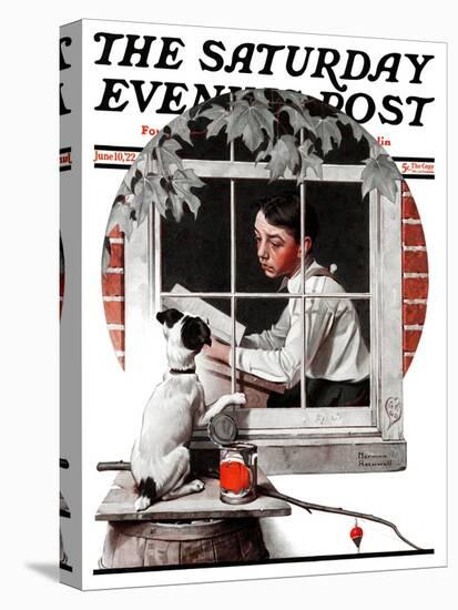 "Dog Outside" or "Patient Friend" Saturday Evening Post Cover, June 10,1922-Norman Rockwell-Premier Image Canvas
