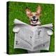 Dog Reading Newspaper-Javier Brosch-Premier Image Canvas