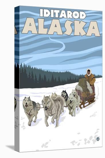 Dog Sledding Scene, Iditarod, Alaska-Lantern Press-Stretched Canvas