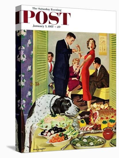 "Doggy Buffet" Saturday Evening Post Cover, January 5, 1957-Richard Sargent-Premier Image Canvas