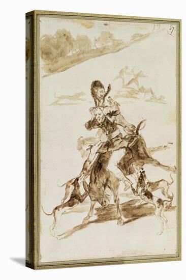 Dogs Attacking a Man on a Mule (W/C on Paper)-Francisco Jose de Goya y Lucientes-Premier Image Canvas