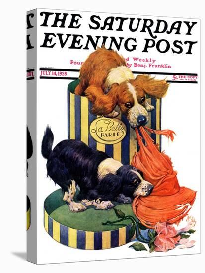 "Dogs Eating Hat," Saturday Evening Post Cover, July 14, 1928-Robert L. Dickey-Premier Image Canvas