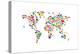 Dogs Map of the World Map-Michael Tompsett-Stretched Canvas