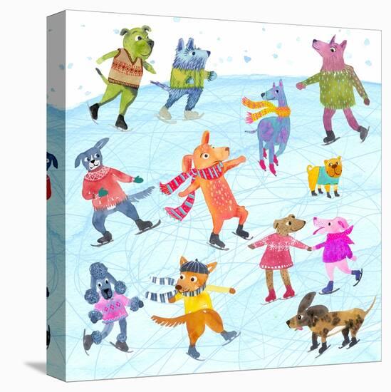 Dogs On Ice-Kerstin Stock-Stretched Canvas