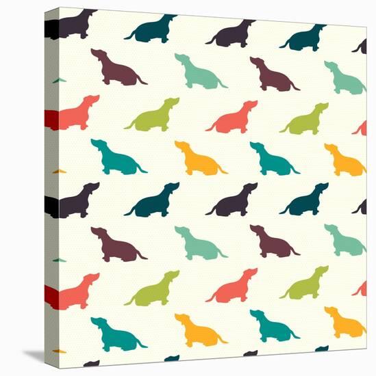 Dogs Pattern.-TashaNatasha-Stretched Canvas