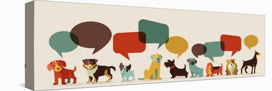 Dogs with Speech Bubbles - Vector Set of Icons and Illustrations-Marish-Stretched Canvas