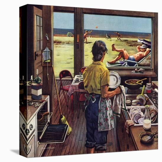 "Doing Dishes at the Beach", July 19, 1952-Stevan Dohanos-Premier Image Canvas