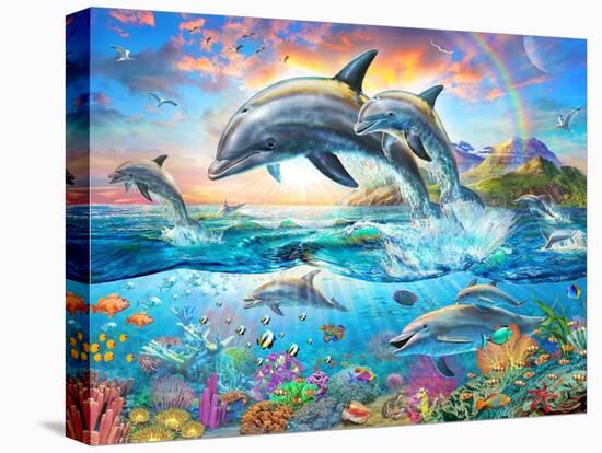 Dolphin Family-Adrian Chesterman-Stretched Canvas