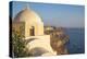 Domed church with steeple in town of Fira, Santorini, Greece.-Michele Niles-Premier Image Canvas