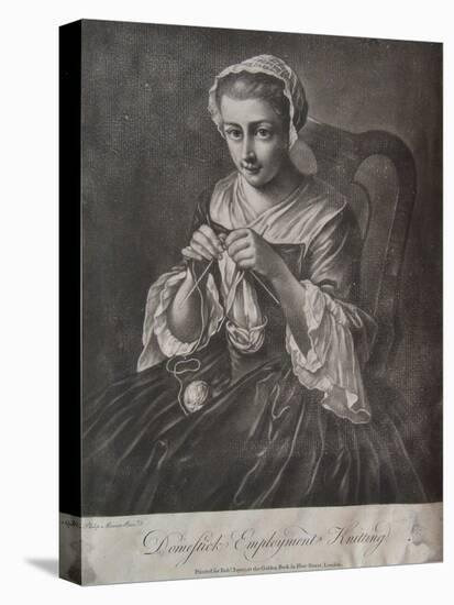 Domestick Employment Knitting (Mezzotint)-Richard Houston-Premier Image Canvas