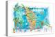 Dominica Antilles Illustrated Travel Map with Roads and Highlights-M. Bleichner-Stretched Canvas