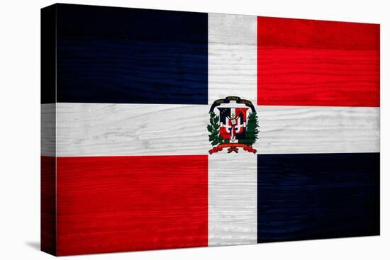 Dominican Republic Flag Design with Wood Patterning - Flags of the World Series-Philippe Hugonnard-Stretched Canvas