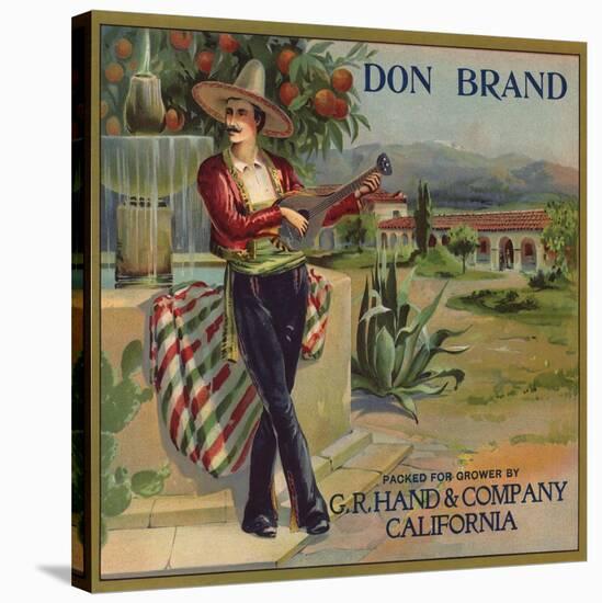 Don Brand - California - Citrus Crate Label-Lantern Press-Stretched Canvas