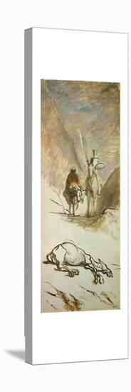 Don Quijote and the dead mule.-HONORE DAUMIER-Stretched Canvas