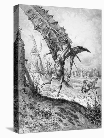 Don Quixote and the Windmills, from 'Don Quixote de la Mancha' by Miguel Cervantes-Gustave Doré-Premier Image Canvas