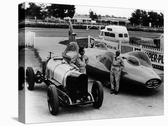 Donald Campbell with a Sunbeam 350 and Leo Villa with Bluebird, C1964-null-Premier Image Canvas