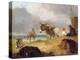 Donkeys and Figures on a Beach-Julius Caesar Ibbetson-Premier Image Canvas