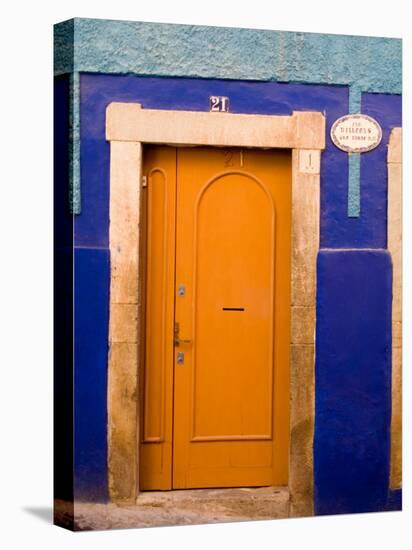Door on Colorful Blue House, Guanajuato, Mexico-Julie Eggers-Premier Image Canvas