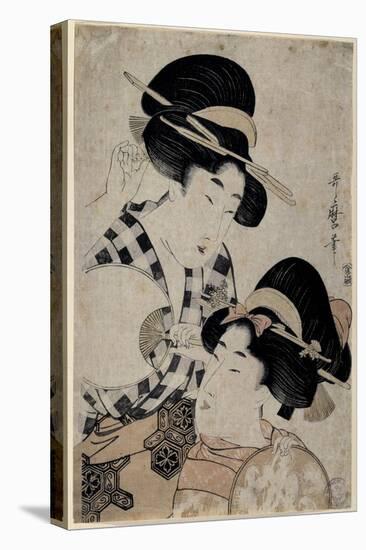 Dos Jóvenes Mujeres Con Abanico, 1790-1800-Kitagawa Utamaro-Premier Image Canvas