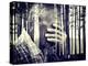 Double Exposure of Desperate Senior Man Suffering and Covering Face with Hands in Deep Depression,-zurijeta-Premier Image Canvas