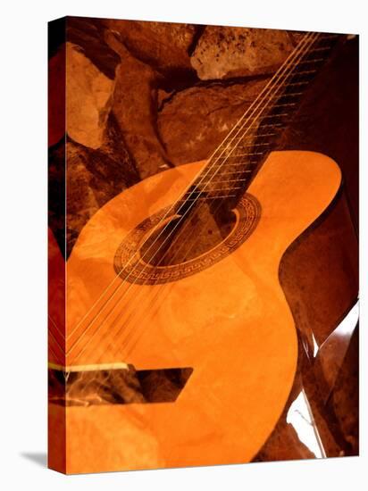 Double Exposure of Guitar and Rocks-Janell Davidson-Premier Image Canvas