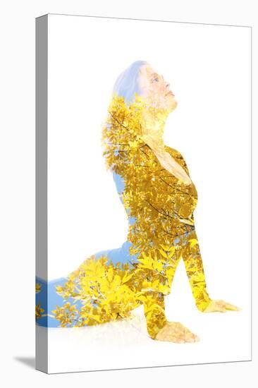 Double Exposure Portrait of Young Woman Performing Yoga Asana-Victor Tongdee-Premier Image Canvas