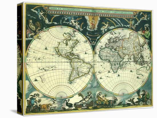 Double Hemisphere Map 1662-Joan Blaeu-Premier Image Canvas