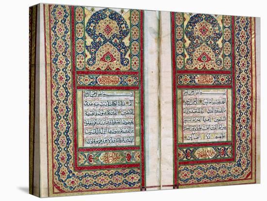 Double Page Spread from a Koran with Illuminated Borders, North Indian, 1838-null-Premier Image Canvas