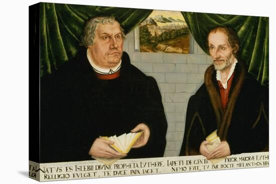 Double Portrait of Martin Luther (1483-1546) and Philip Melanchthon (1497-1560)-Lucas Cranach the Younger-Premier Image Canvas